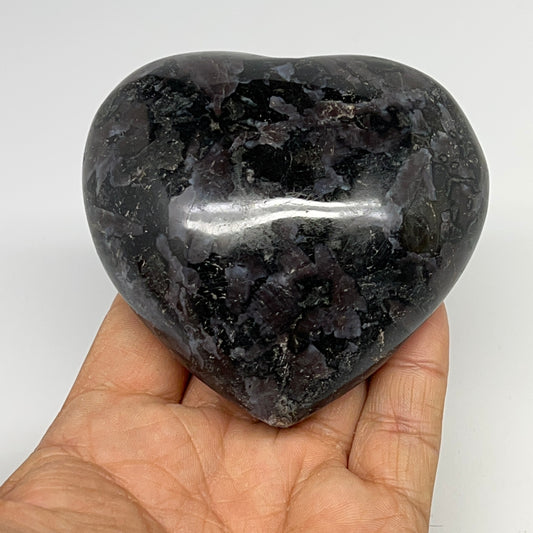 320.5g,3"x3.2"x1.5" Indigo Gabro Merlinite Heart Gemstone @Madagascar, B19963