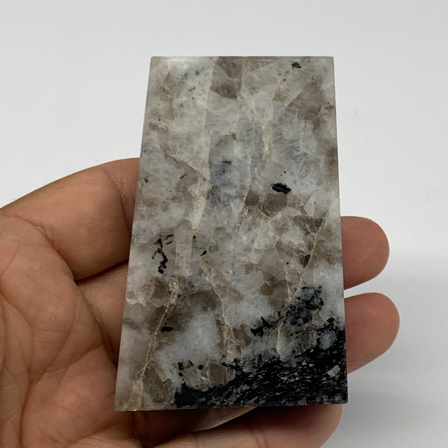 156.5g, 2.7"x1.8"x0.9", Rainbow Moonstone Freeform Crystal Polished @India, B216