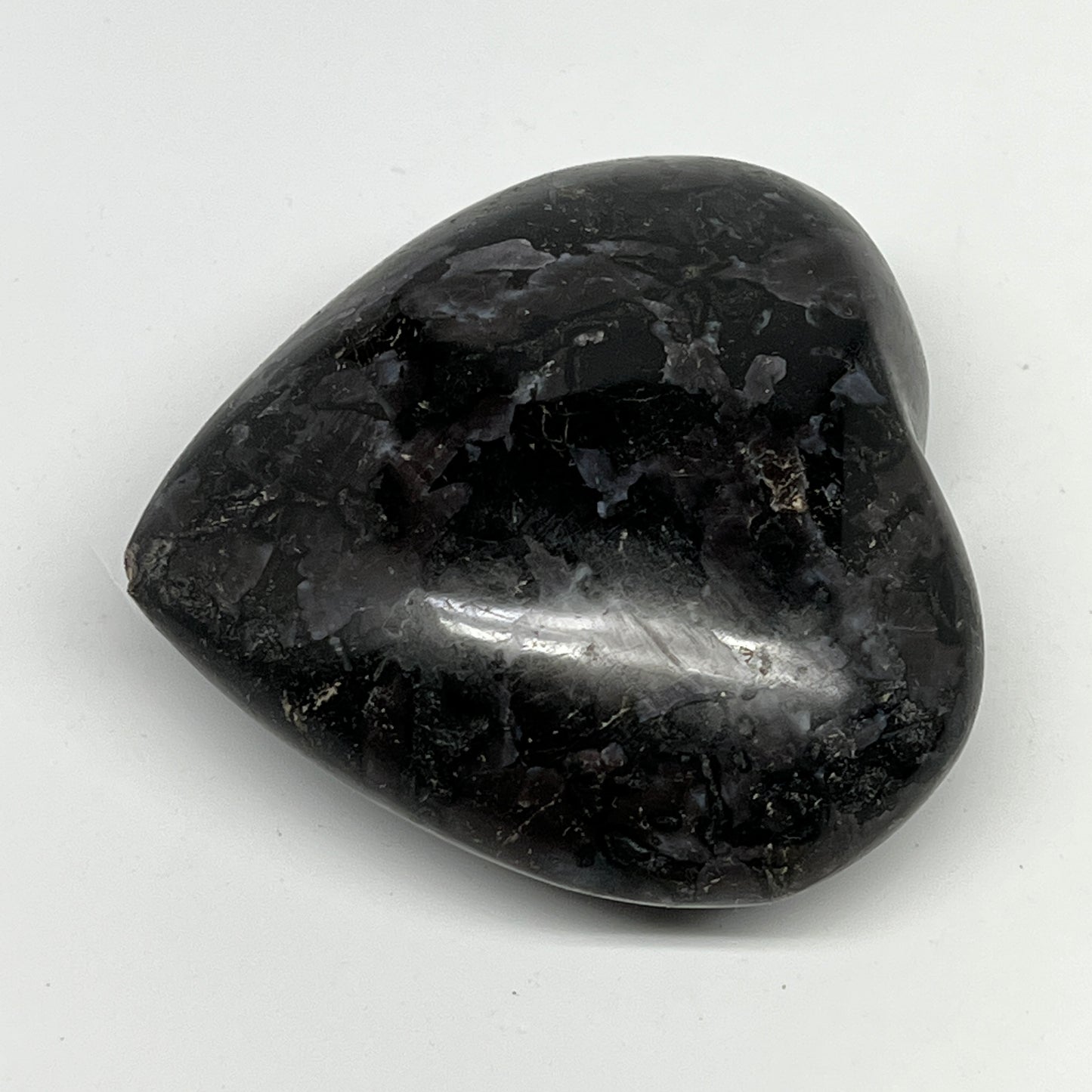 320.5g,3"x3.2"x1.5" Indigo Gabro Merlinite Heart Gemstone @Madagascar, B19963