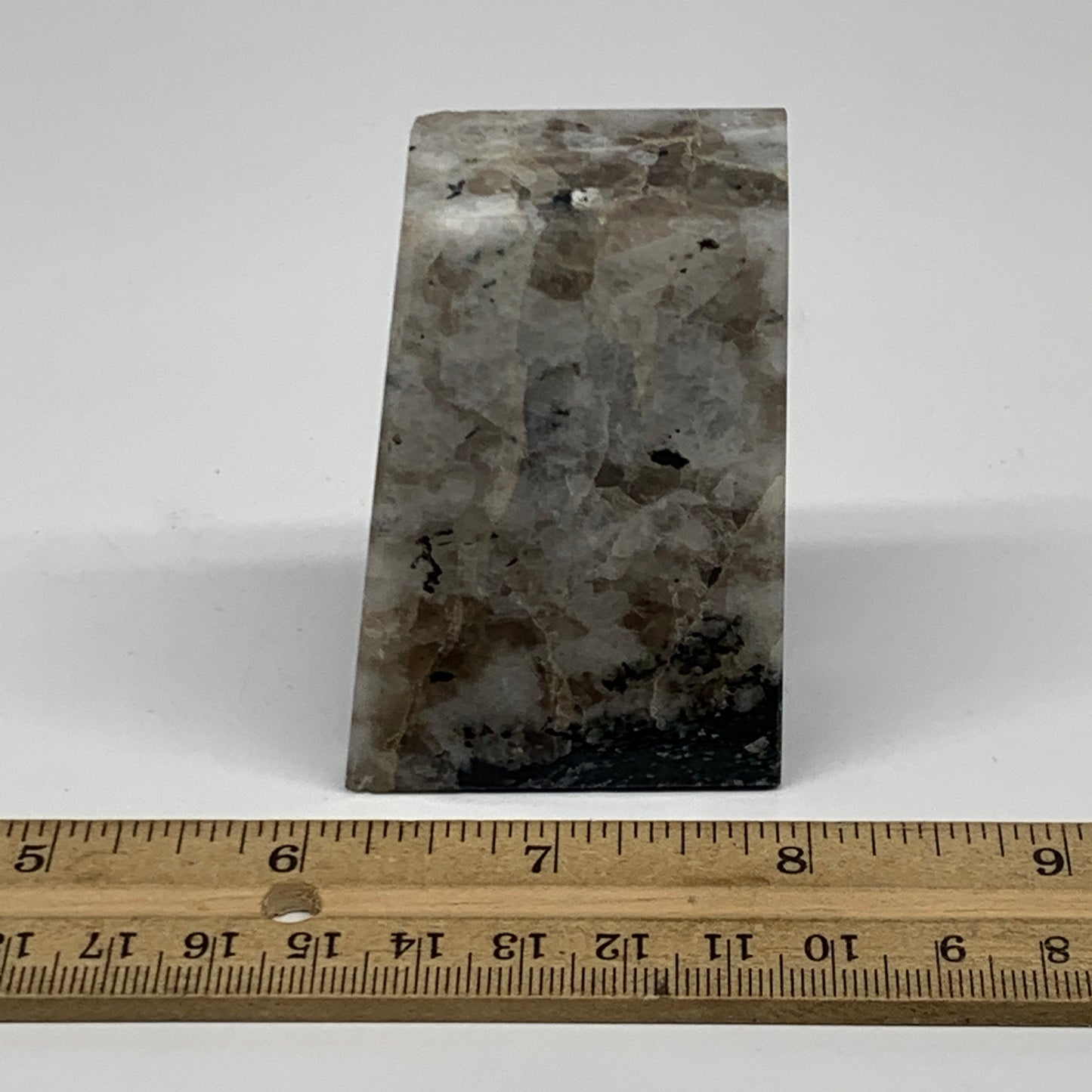 156.5g, 2.7"x1.8"x0.9", Rainbow Moonstone Freeform Crystal Polished @India, B216