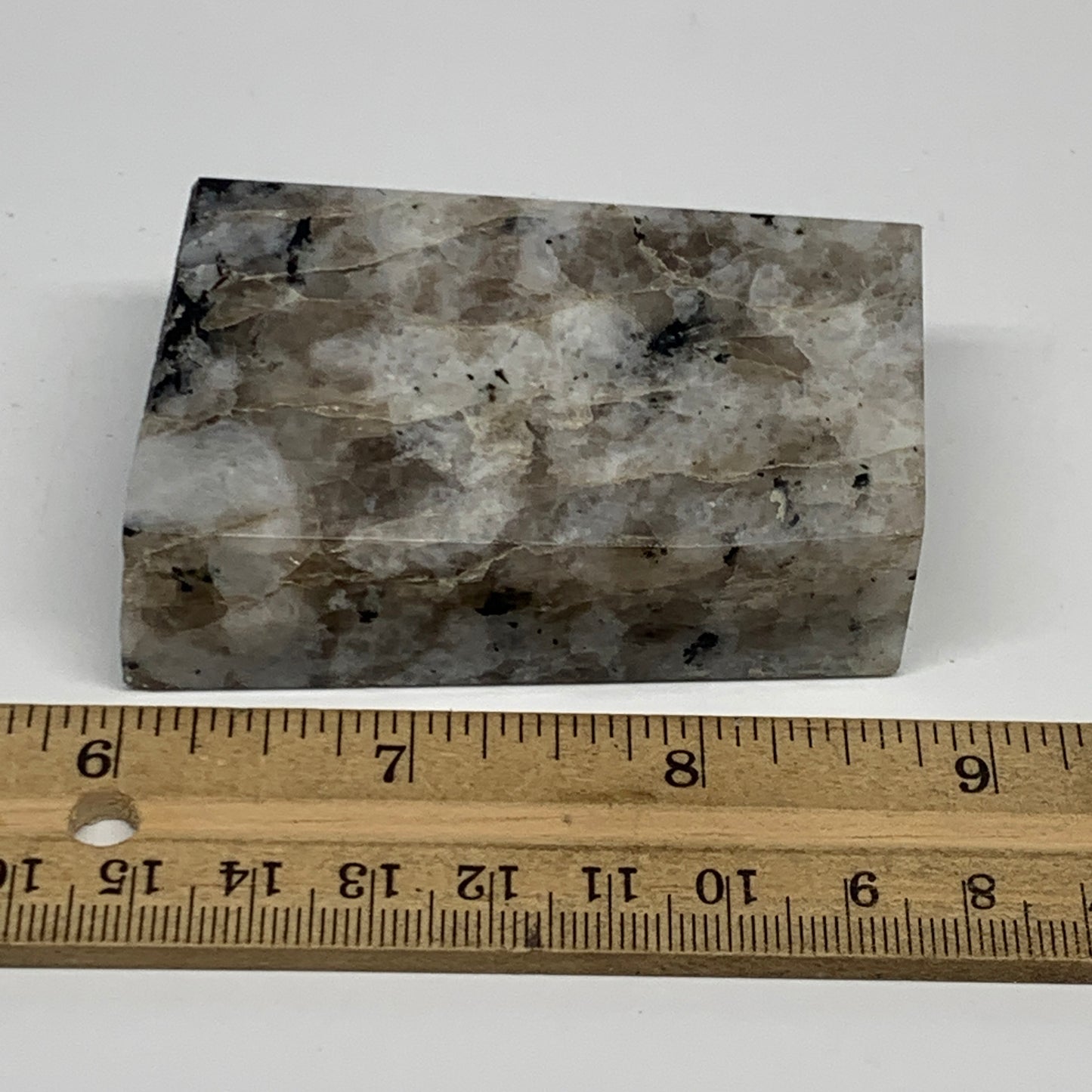 156.5g, 2.7"x1.8"x0.9", Rainbow Moonstone Freeform Crystal Polished @India, B216