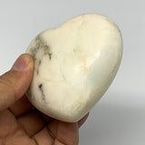 243.5g, 2.6"x3"x1.4" Dendrite Opal Heart Polished Healing Crystal Moss, B17760