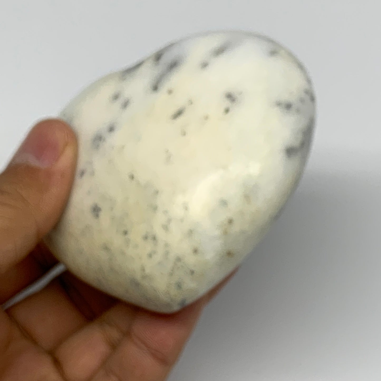 249.9g, 2.8"x3.1"x1.5" Dendrite Opal Heart Polished Healing Crystal Moss, B17761
