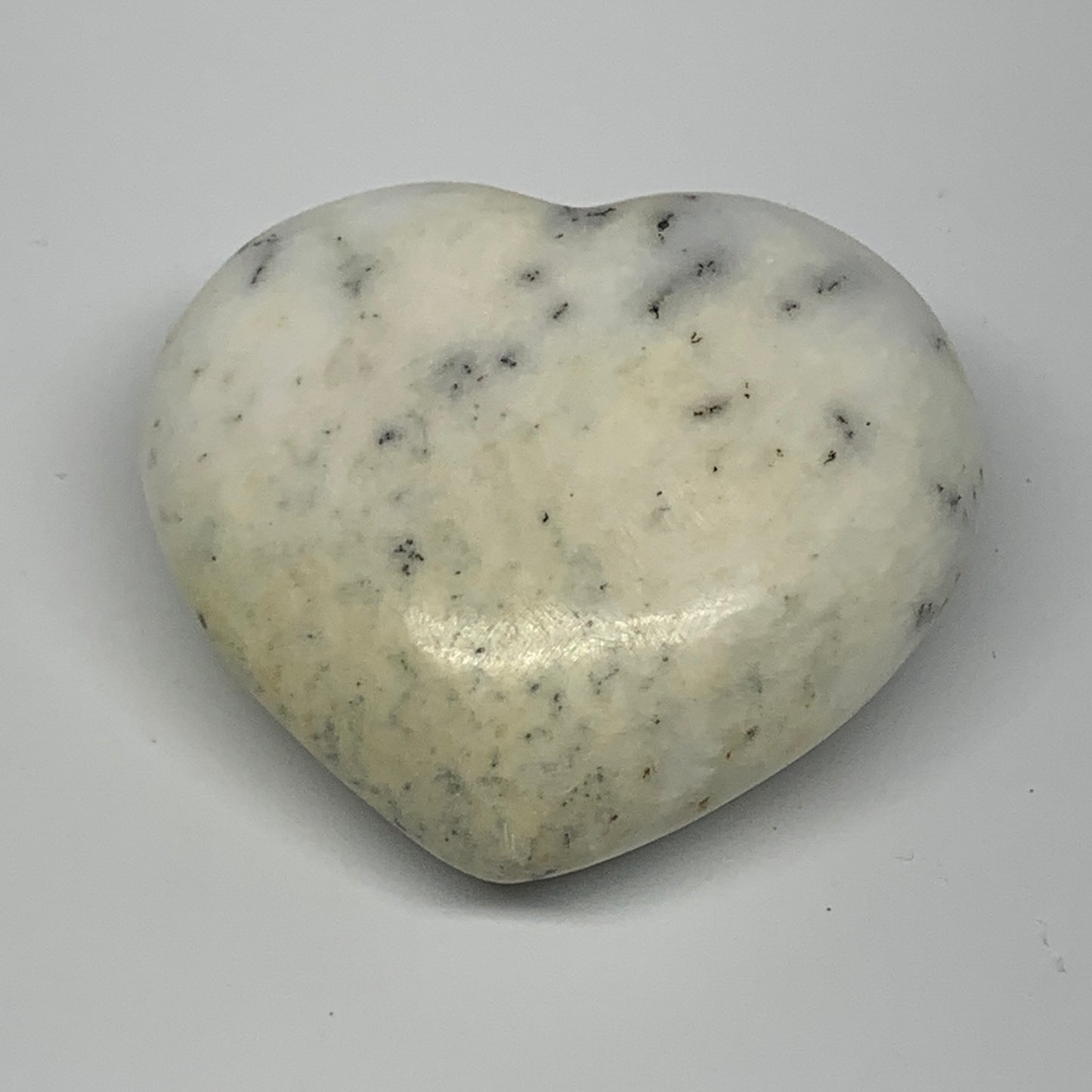 249.9g, 2.8"x3.1"x1.5" Dendrite Opal Heart Polished Healing Crystal Moss, B17761