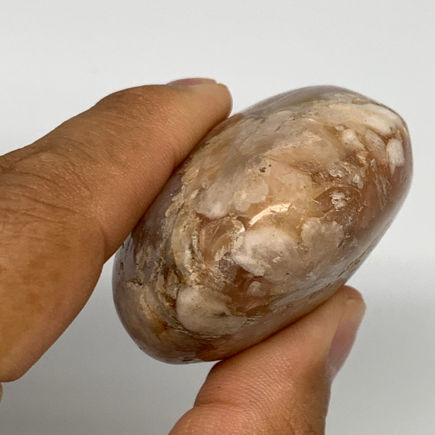 118.8g,2.7"x1.8"x1.1", Flower Agate Palm-Stone Crystal Reiki @Madagascar,B16204