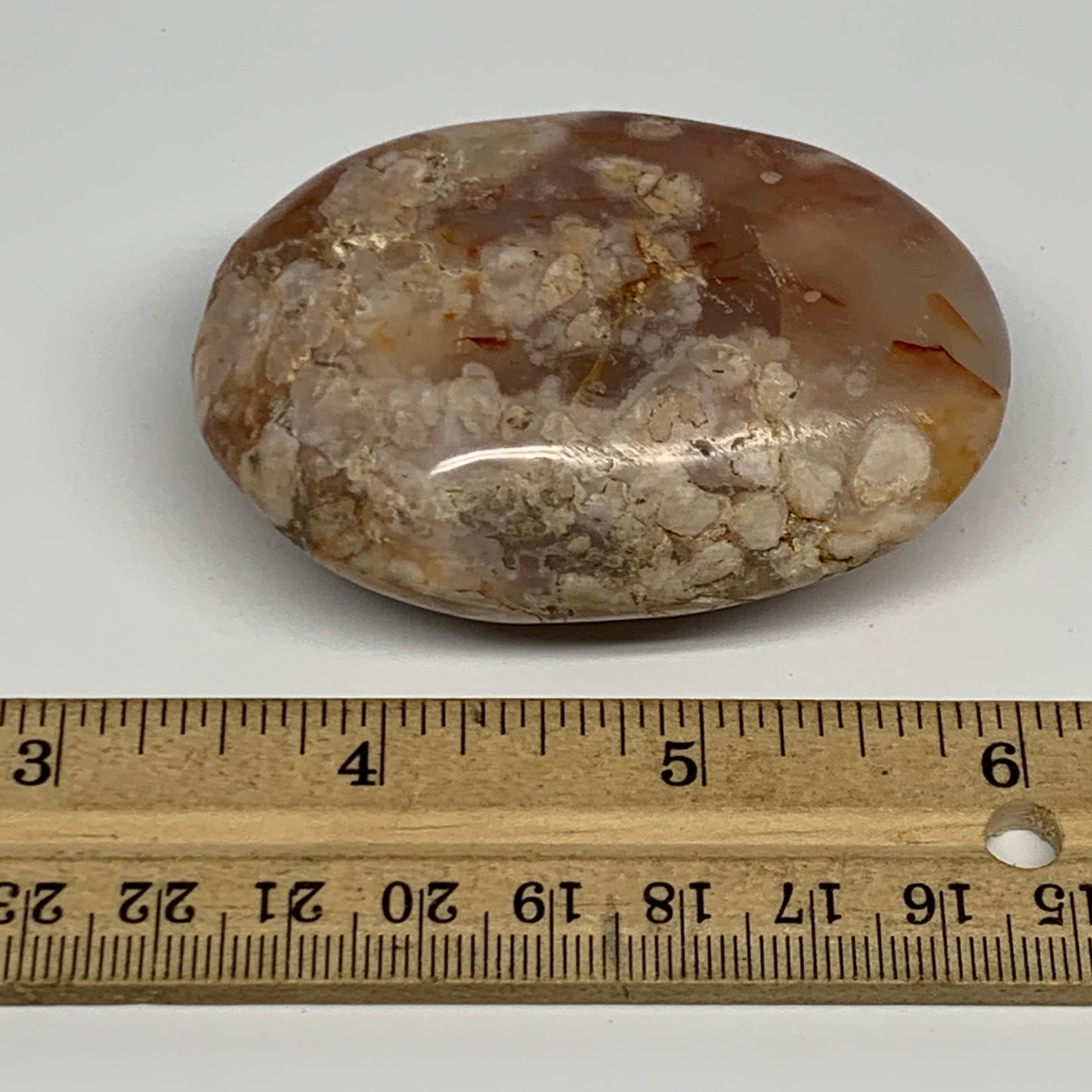 118.8g,2.7"x1.8"x1.1", Flower Agate Palm-Stone Crystal Reiki @Madagascar,B16204