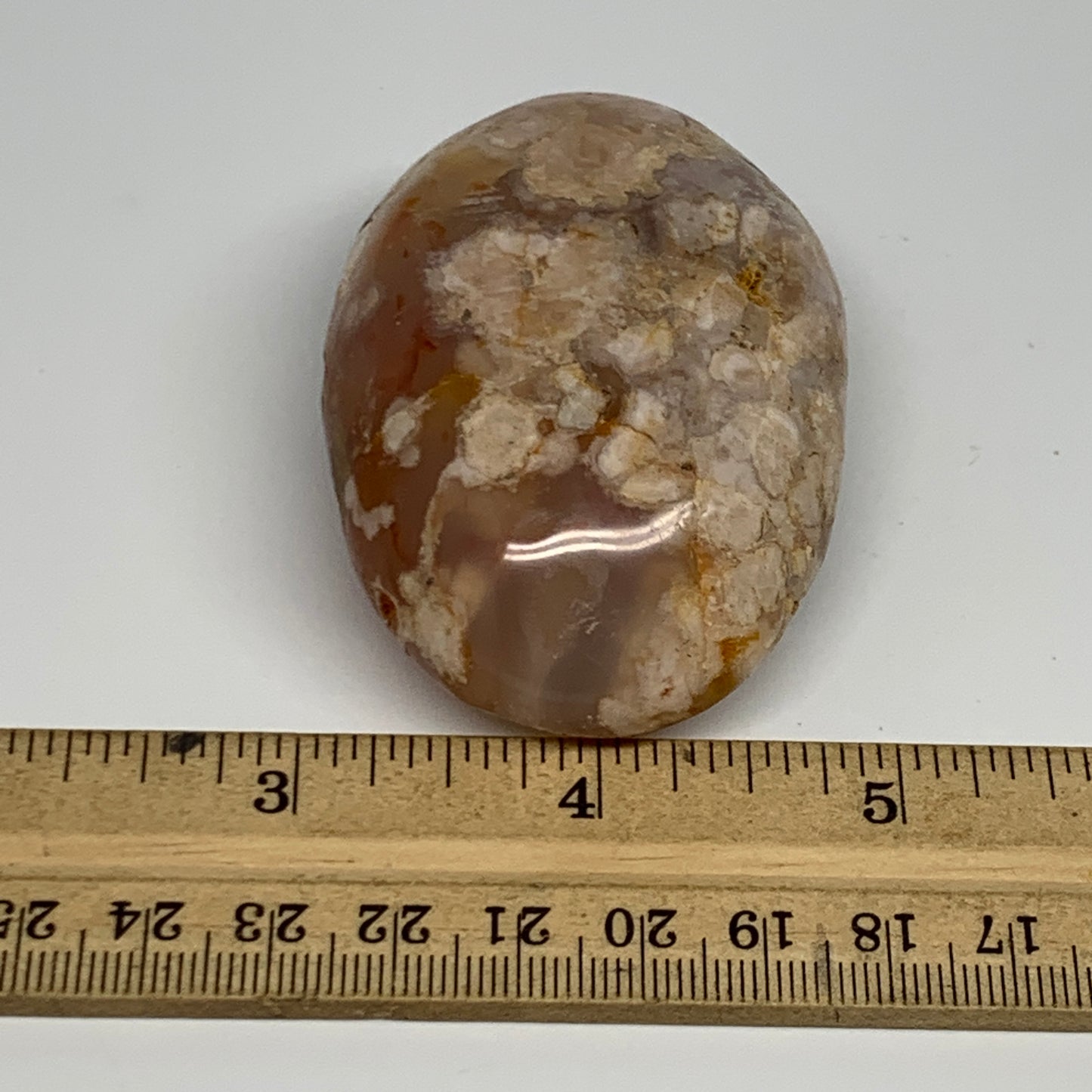 118.8g,2.7"x1.8"x1.1", Flower Agate Palm-Stone Crystal Reiki @Madagascar,B16204