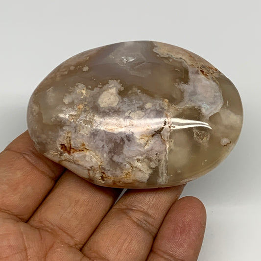 109.6g,2.7"x1.9"x1", Flower Agate Palm-Stone Crystal Reiki @Madagascar,B16205