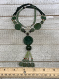 60.8g, 1mm-28mm, 21" Natural Untreated Green Serpentine Beaded Necklace, P236
