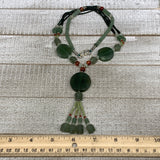 57.5g, 1mm-28mm, 21" Natural Untreated Green Serpentine Beaded Necklace, P237