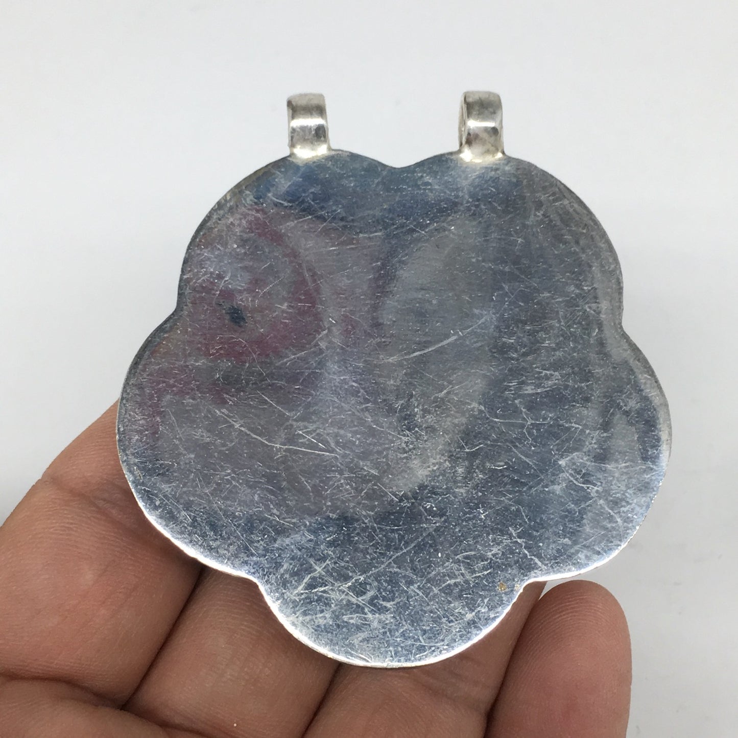 1pc,2.5"x2.2"x0.5",Turkmen Pendant Red Coral Inlay Flower Shape Statement,TN599