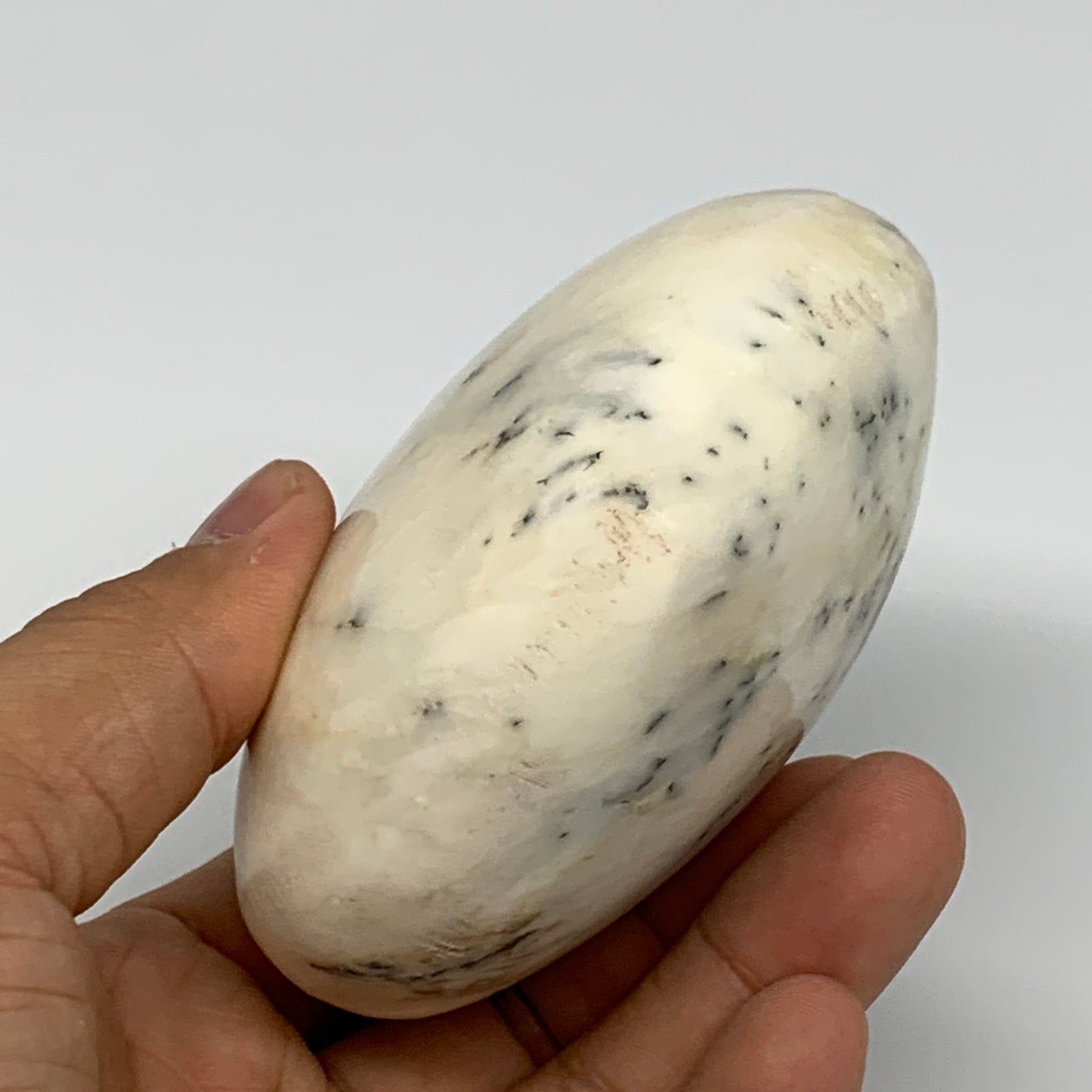 313.6g, 3"x3.4"x1.8" Dendrite Opal Heart Polished Healing Crystal Moss, B17763