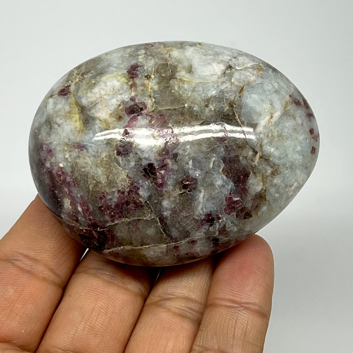 147.5g,2.6"x2.1"x1.3" Tourmaline Rubellite Palm-Stone Reiki @Madagascar,B20899