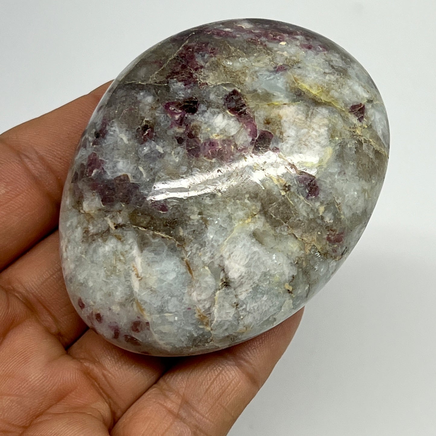 147.5g,2.6"x2.1"x1.3" Tourmaline Rubellite Palm-Stone Reiki @Madagascar,B20899