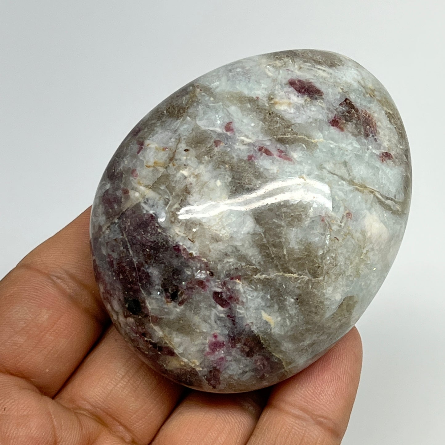 147.5g,2.6"x2.1"x1.3" Tourmaline Rubellite Palm-Stone Reiki @Madagascar,B20899