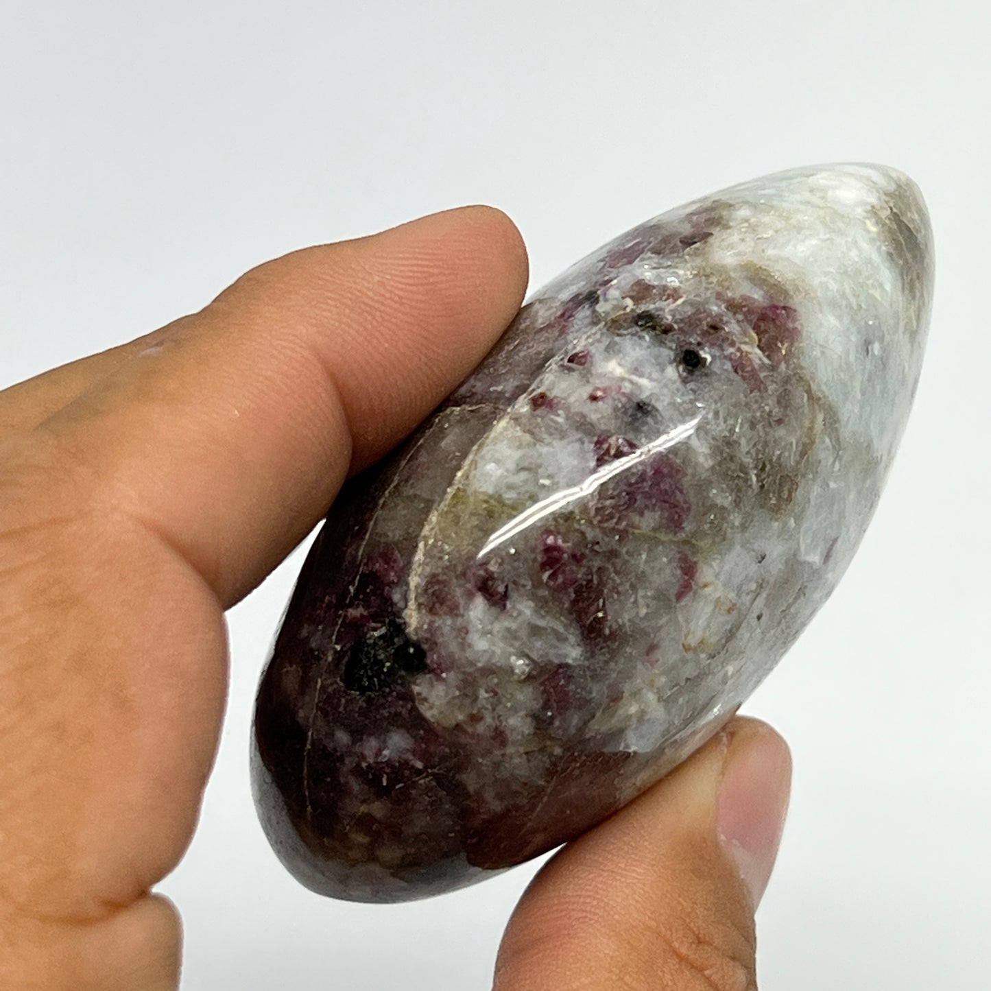 147.5g,2.6"x2.1"x1.3" Tourmaline Rubellite Palm-Stone Reiki @Madagascar,B20899