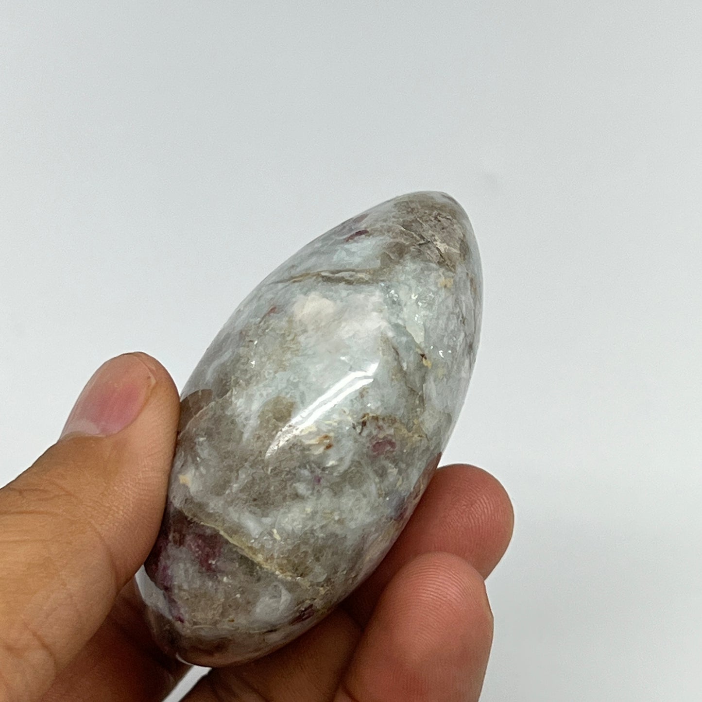 147.5g,2.6"x2.1"x1.3" Tourmaline Rubellite Palm-Stone Reiki @Madagascar,B20899