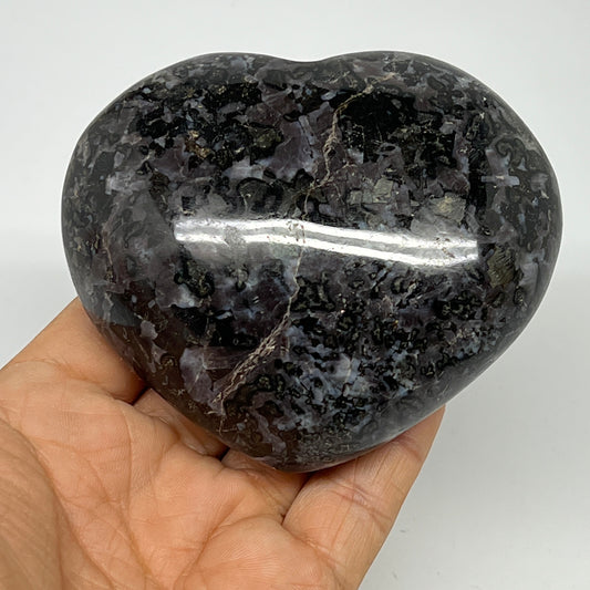386.5g,3"x3.5"x1.6" Indigo Gabro Merlinite Heart Gemstone @Madagascar, B19970