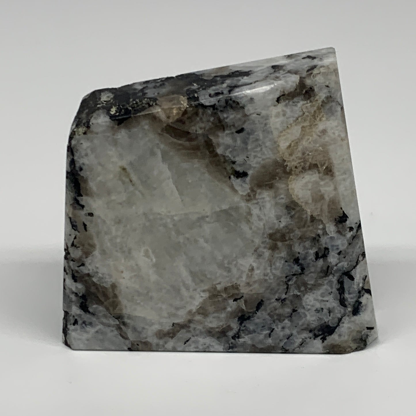 300.8g, 3.3"x3.2"x0.9", Rainbow Moonstone Freeform Crystal Polished @India, B216