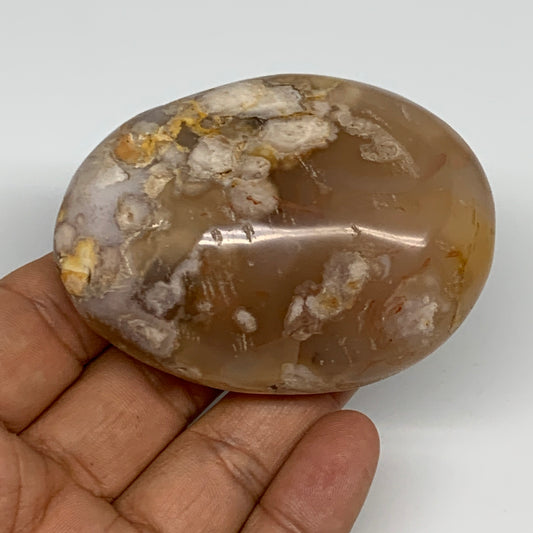 138.7g,2.8"x2"x1.2", Flower Agate Palm-Stone Crystal Reiki @Madagascar,B16208
