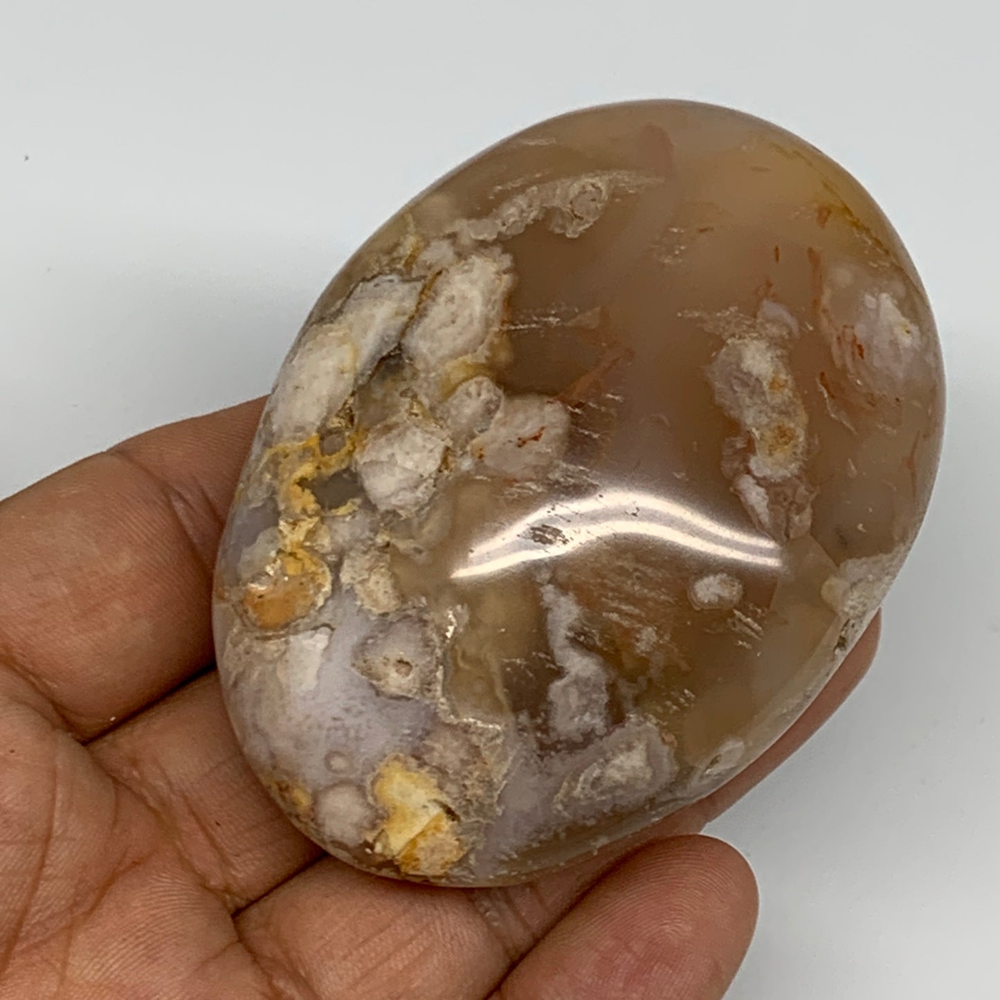 138.7g,2.8"x2"x1.2", Flower Agate Palm-Stone Crystal Reiki @Madagascar,B16208