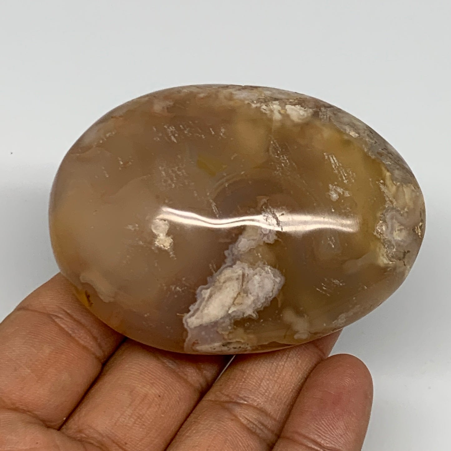 138.7g,2.8"x2"x1.2", Flower Agate Palm-Stone Crystal Reiki @Madagascar,B16208