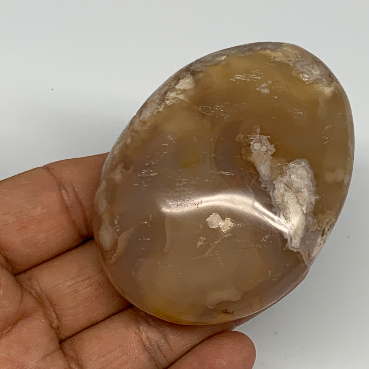 138.7g,2.8"x2"x1.2", Flower Agate Palm-Stone Crystal Reiki @Madagascar,B16208