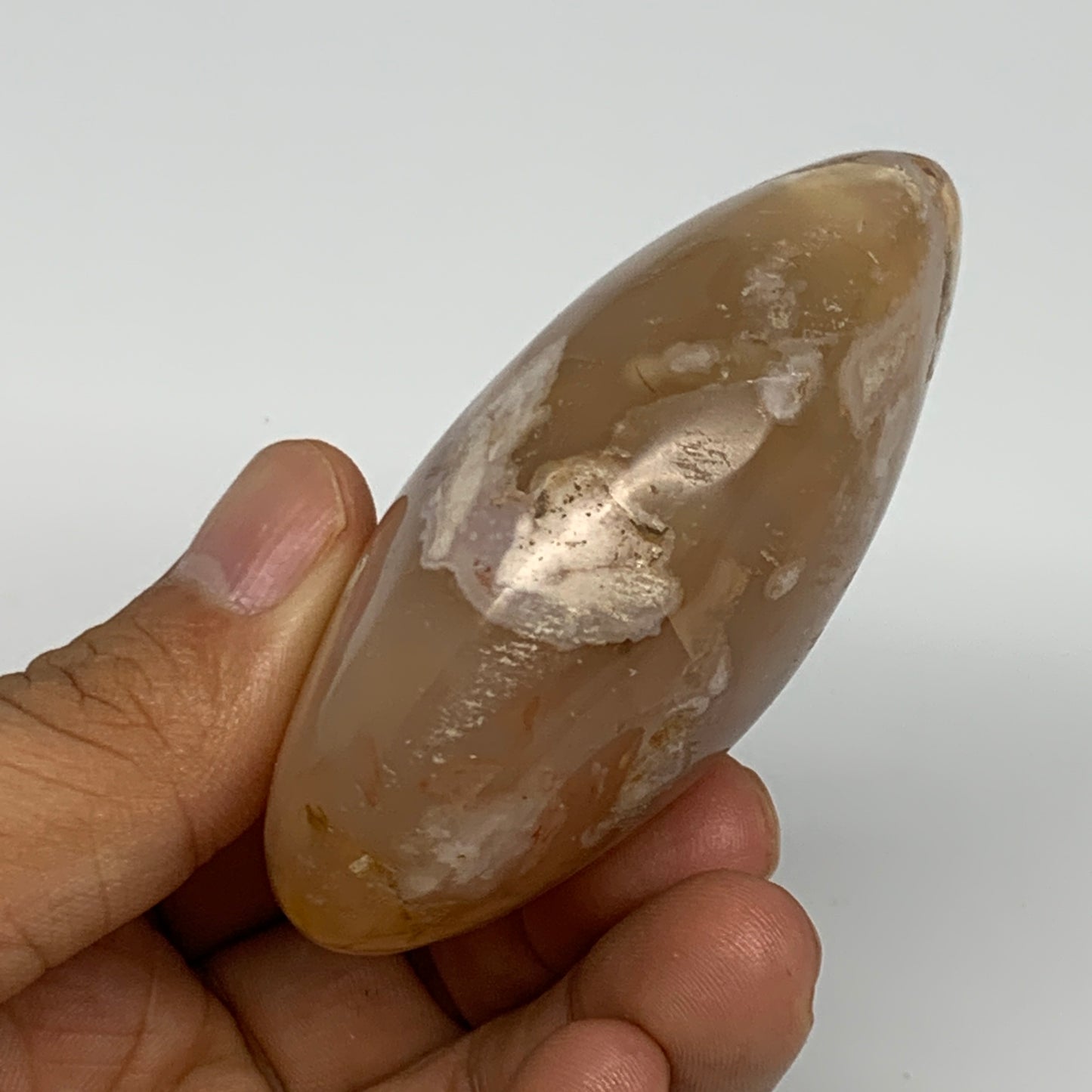 138.7g,2.8"x2"x1.2", Flower Agate Palm-Stone Crystal Reiki @Madagascar,B16208