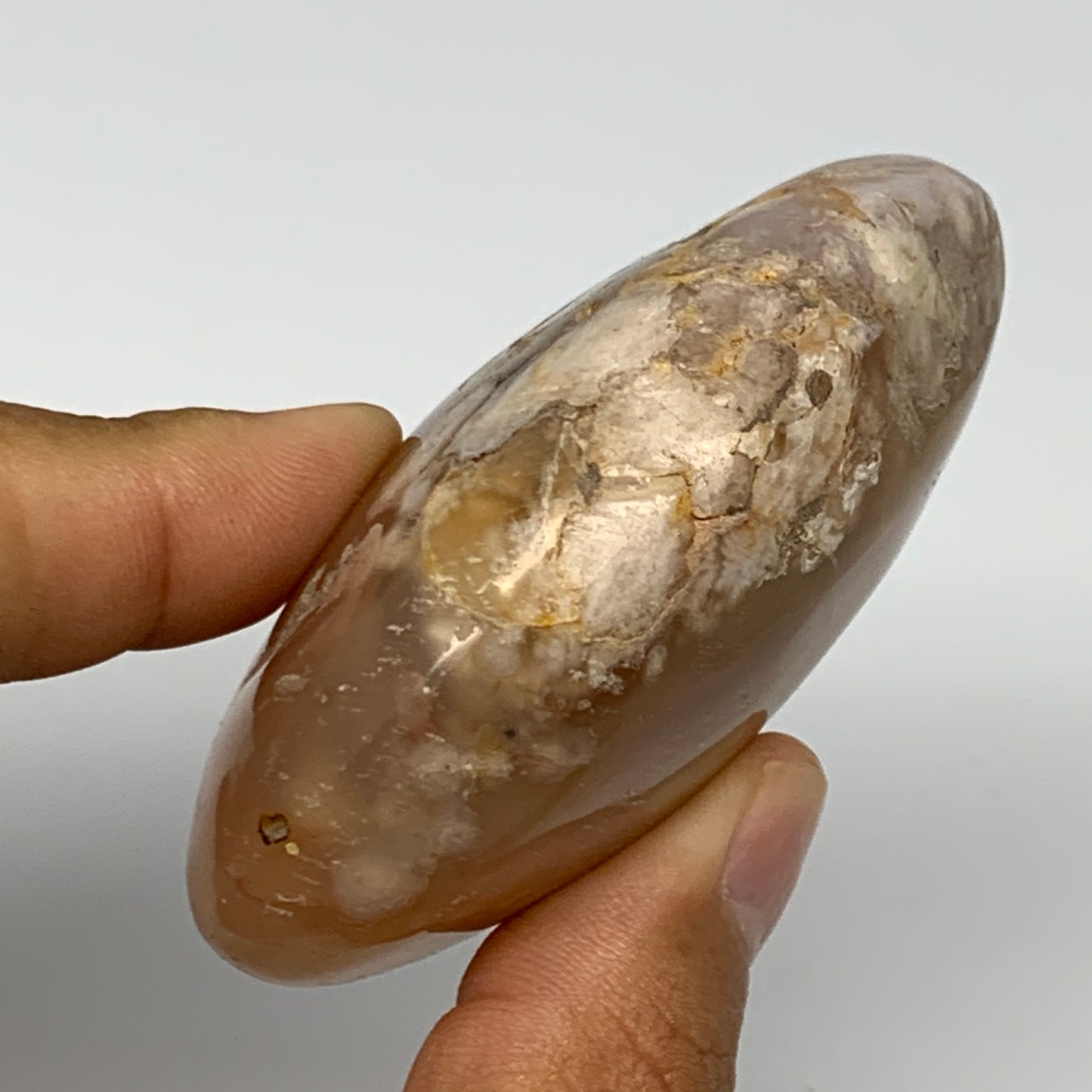 138.7g,2.8"x2"x1.2", Flower Agate Palm-Stone Crystal Reiki @Madagascar,B16208
