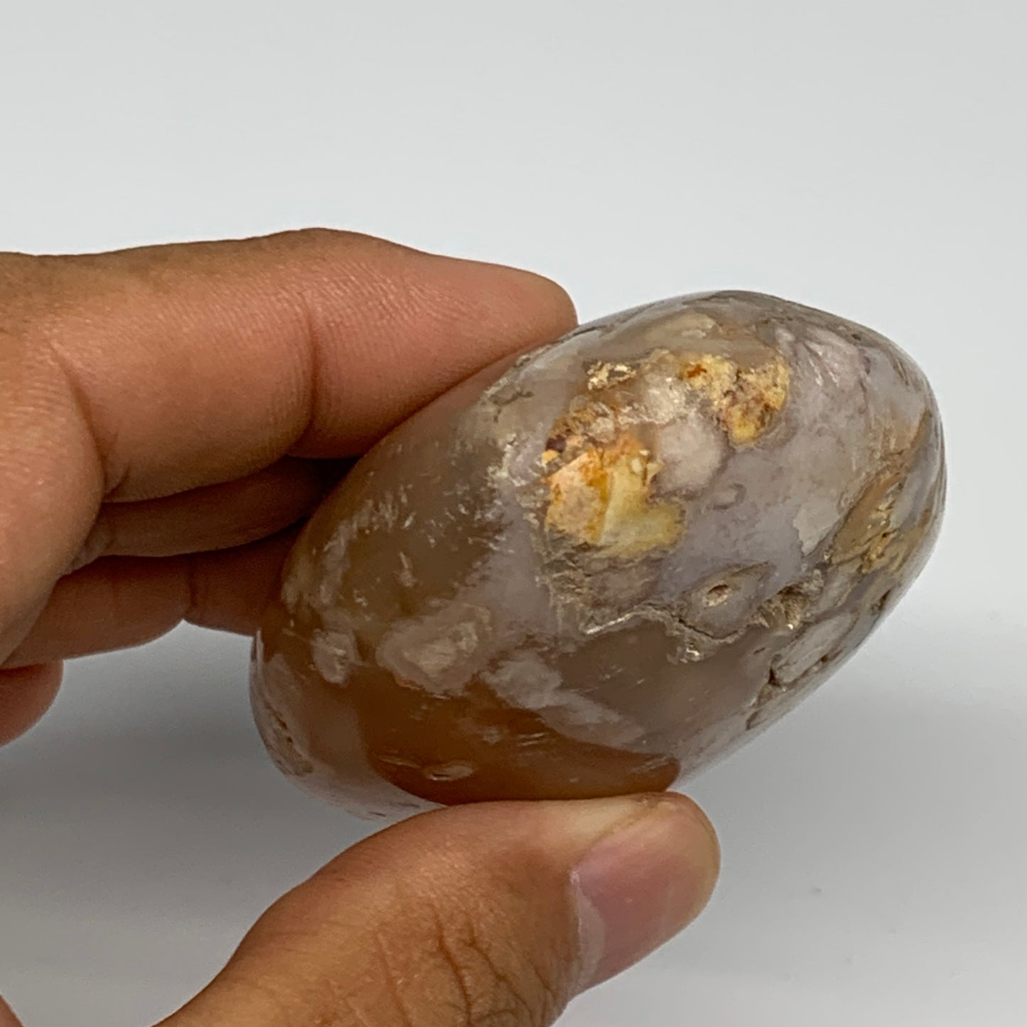 138.7g,2.8"x2"x1.2", Flower Agate Palm-Stone Crystal Reiki @Madagascar,B16208