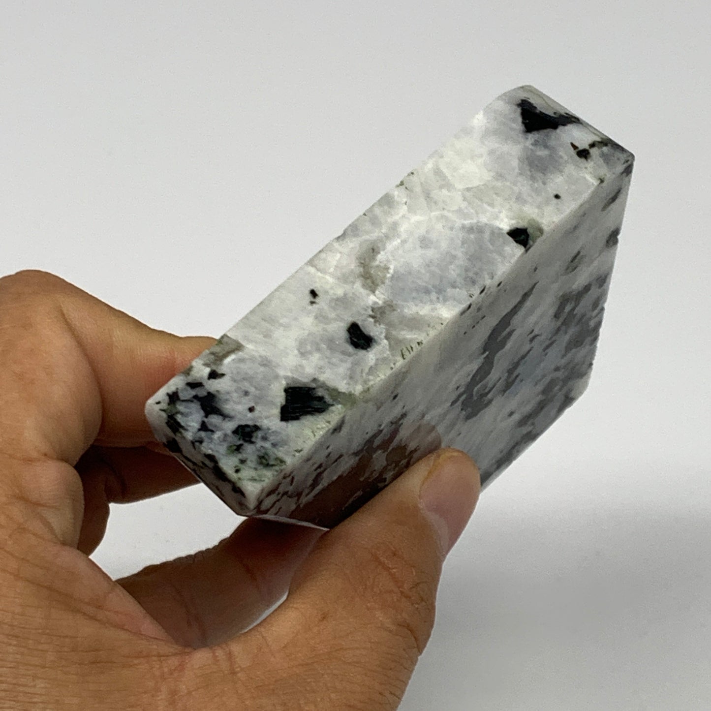 238.6g, 3"x2.8"x0.9", Rainbow Moonstone Freeform Crystal Polished @India, B21667