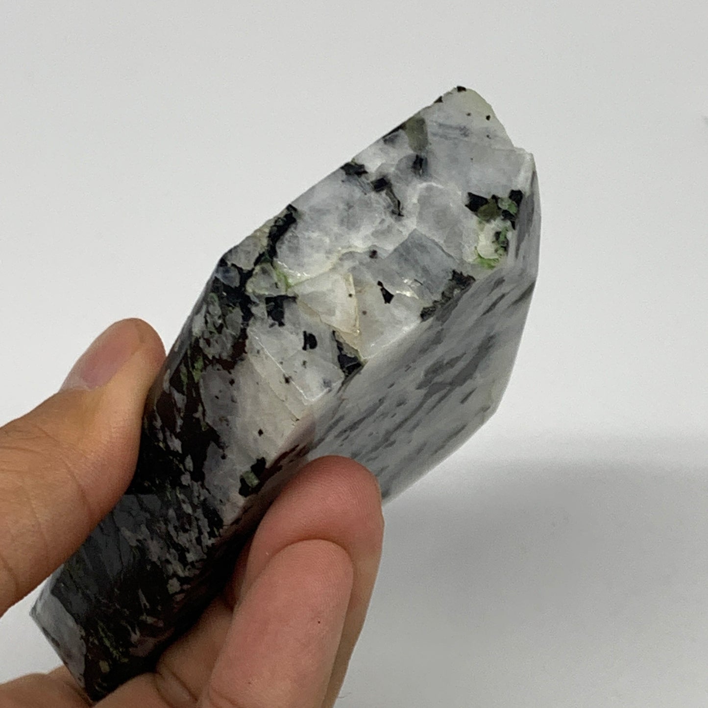 238.6g, 3"x2.8"x0.9", Rainbow Moonstone Freeform Crystal Polished @India, B21667