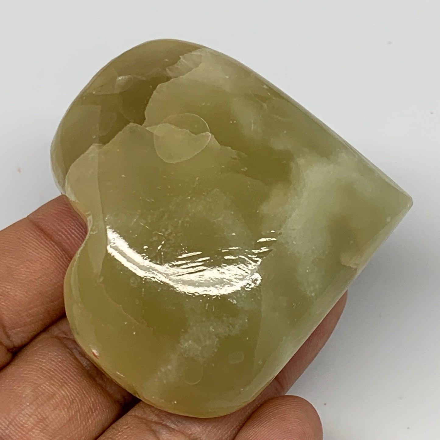 107.8g, 2.2"x2.4"x1" Natural Green Onyx Heart Polished Healing Crystal, B7690