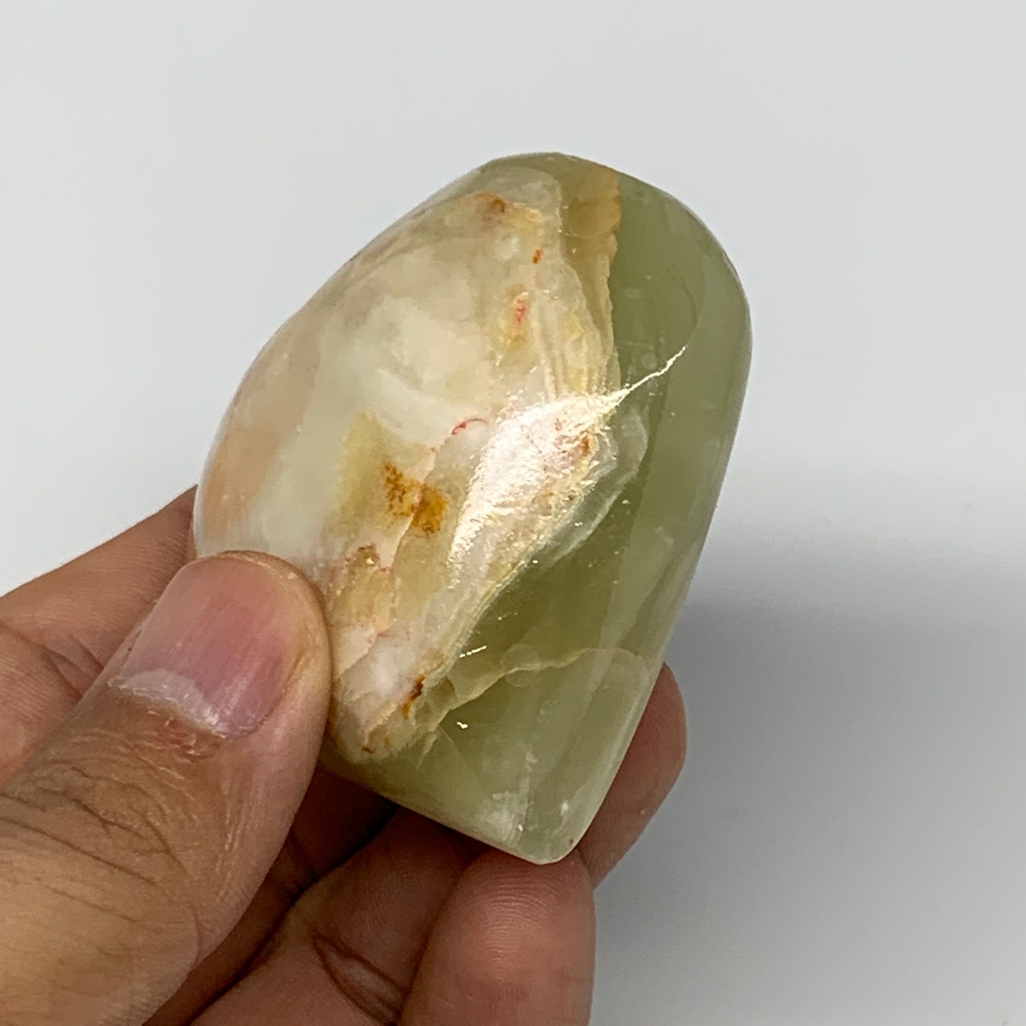 107.8g, 2.2"x2.4"x1" Natural Green Onyx Heart Polished Healing Crystal, B7690