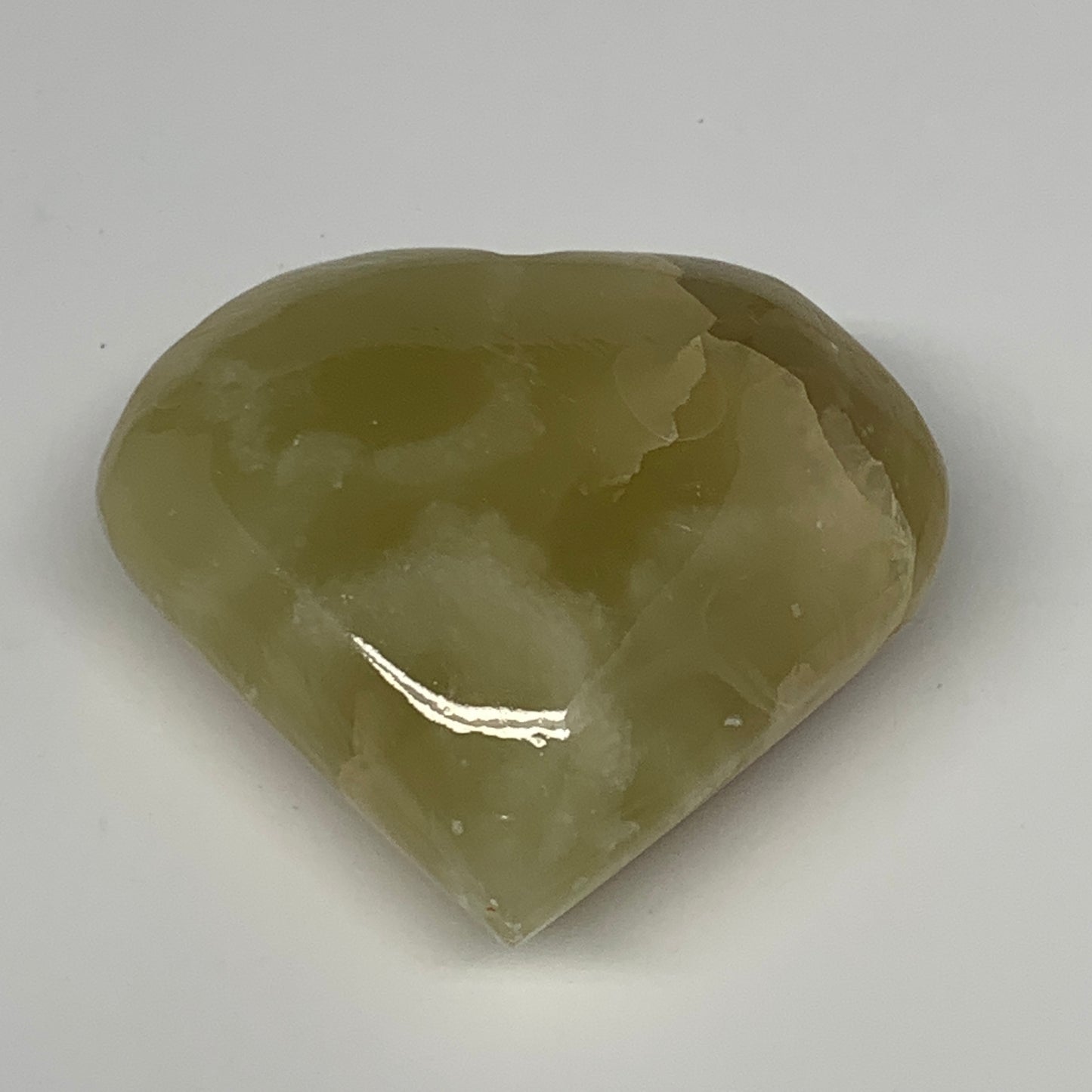 107.8g, 2.2"x2.4"x1" Natural Green Onyx Heart Polished Healing Crystal, B7690