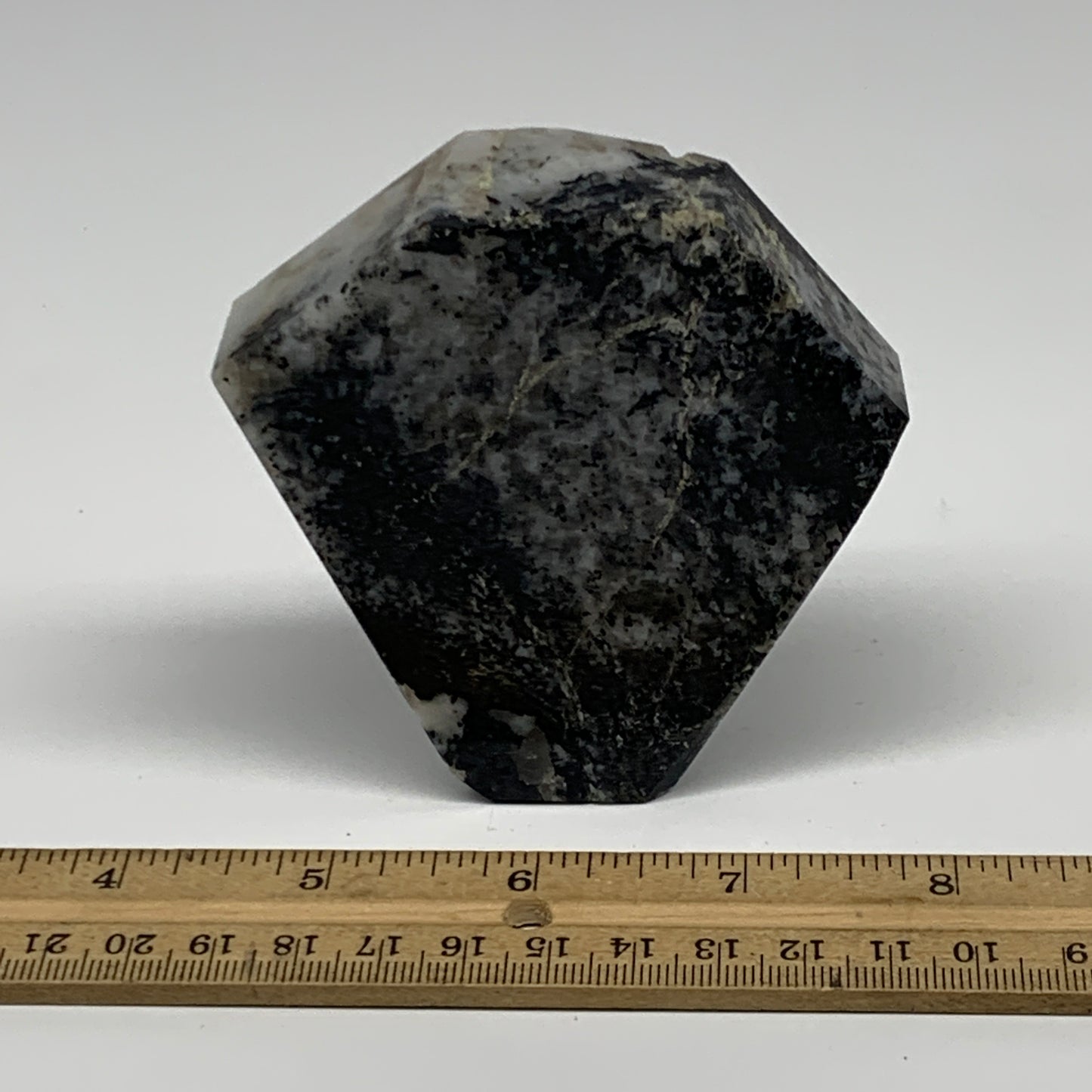 239.5g, 3.4"x3.3"x0.8", Rainbow Moonstone Freeform Crystal Polished @India, B216