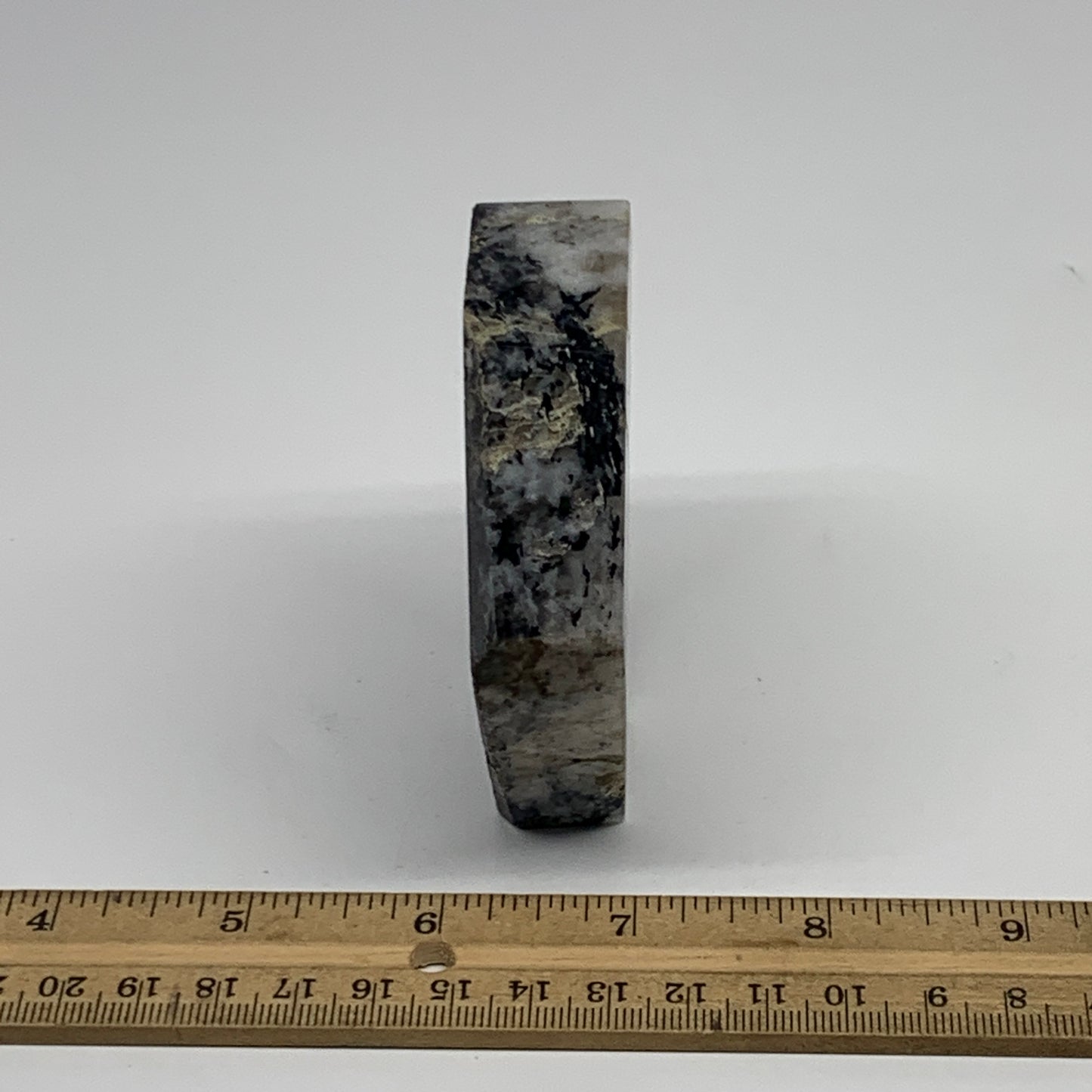 239.5g, 3.4"x3.3"x0.8", Rainbow Moonstone Freeform Crystal Polished @India, B216