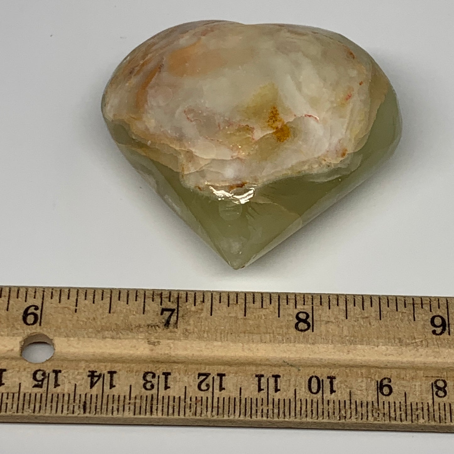 107.8g, 2.2"x2.4"x1" Natural Green Onyx Heart Polished Healing Crystal, B7690