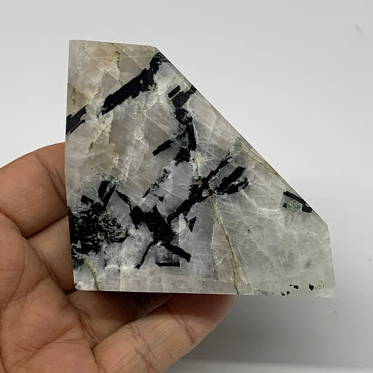 206.7g, 2.7"x2.6"x0.9", Rainbow Moonstone Freeform Crystal Polished @India, B216