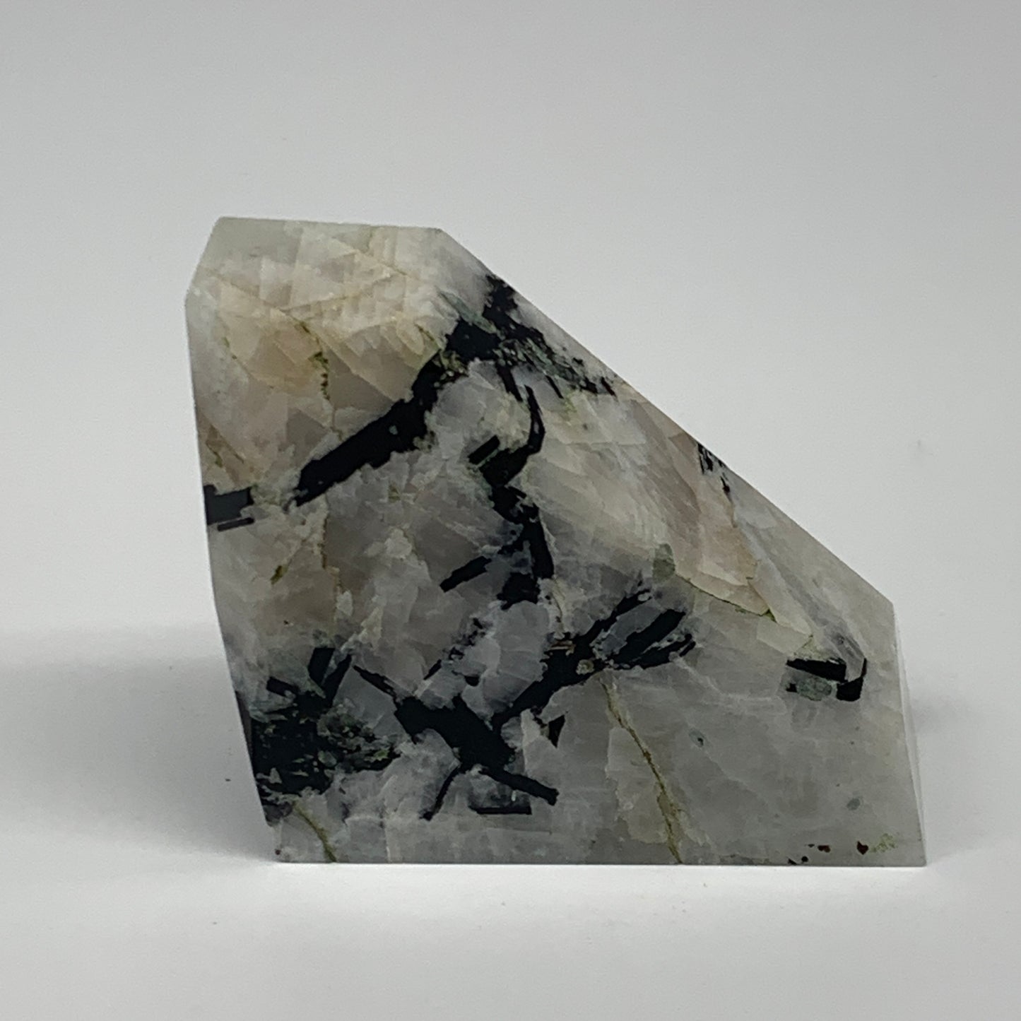 206.7g, 2.7"x2.6"x0.9", Rainbow Moonstone Freeform Crystal Polished @India, B216