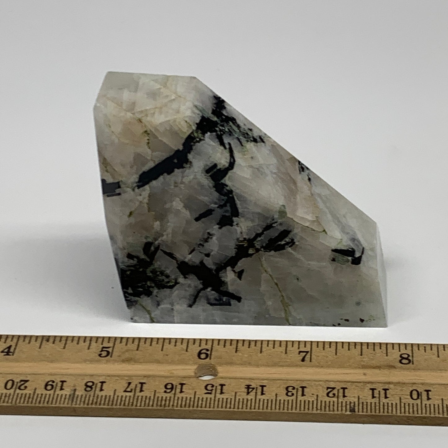 206.7g, 2.7"x2.6"x0.9", Rainbow Moonstone Freeform Crystal Polished @India, B216