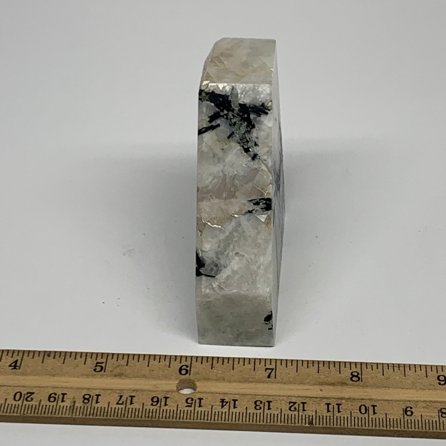 206.7g, 2.7"x2.6"x0.9", Rainbow Moonstone Freeform Crystal Polished @India, B216