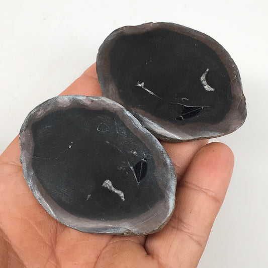 1 Pair,99g,2.2"x1.6" Natural Unique Septarian Nodules Slabs @Morocco,MF3606