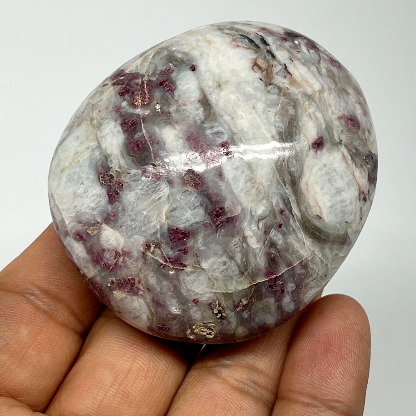 129.6g,2.3"x2.1"x1.2" Tourmaline Rubellite Palm-Stone Reiki @Madagascar,B20903