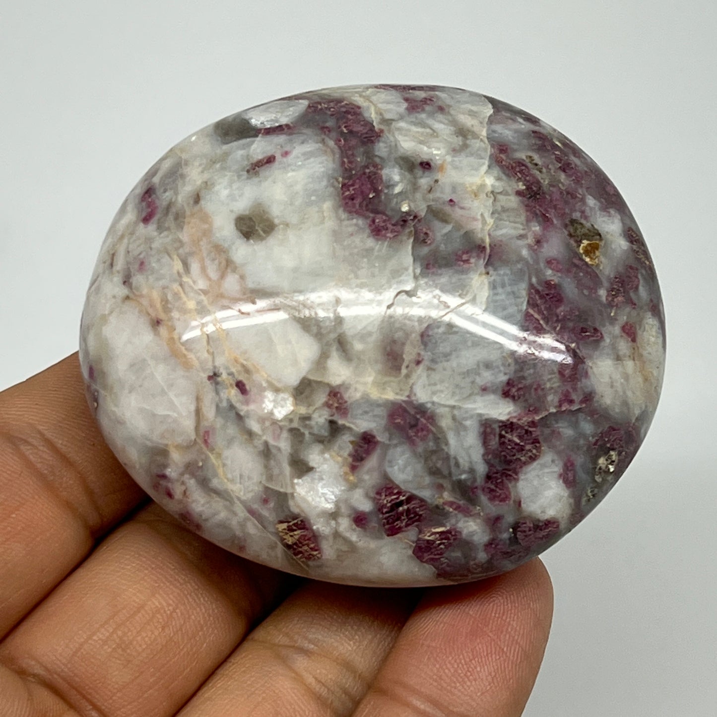 129.6g,2.3"x2.1"x1.2" Tourmaline Rubellite Palm-Stone Reiki @Madagascar,B20903