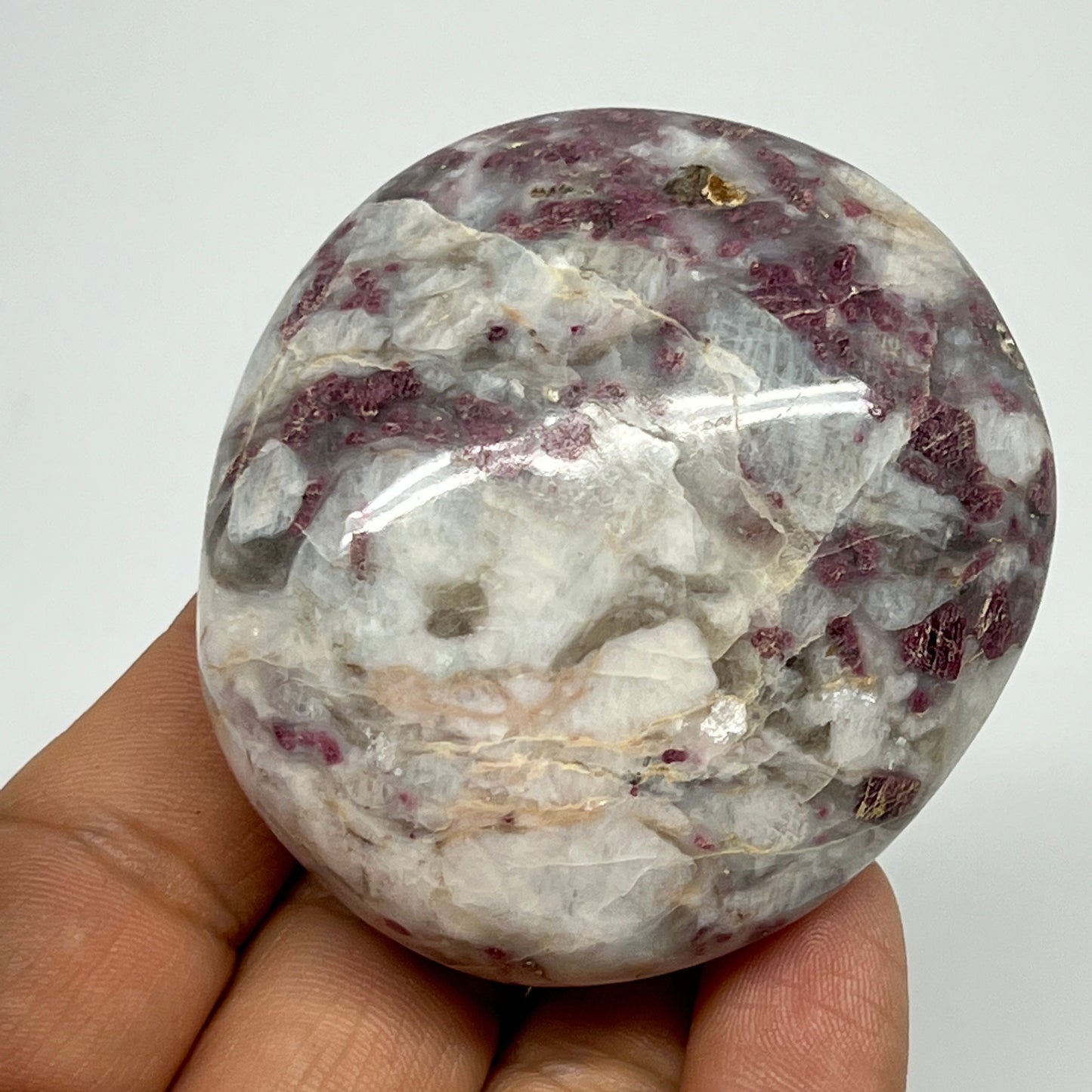 129.6g,2.3"x2.1"x1.2" Tourmaline Rubellite Palm-Stone Reiki @Madagascar,B20903