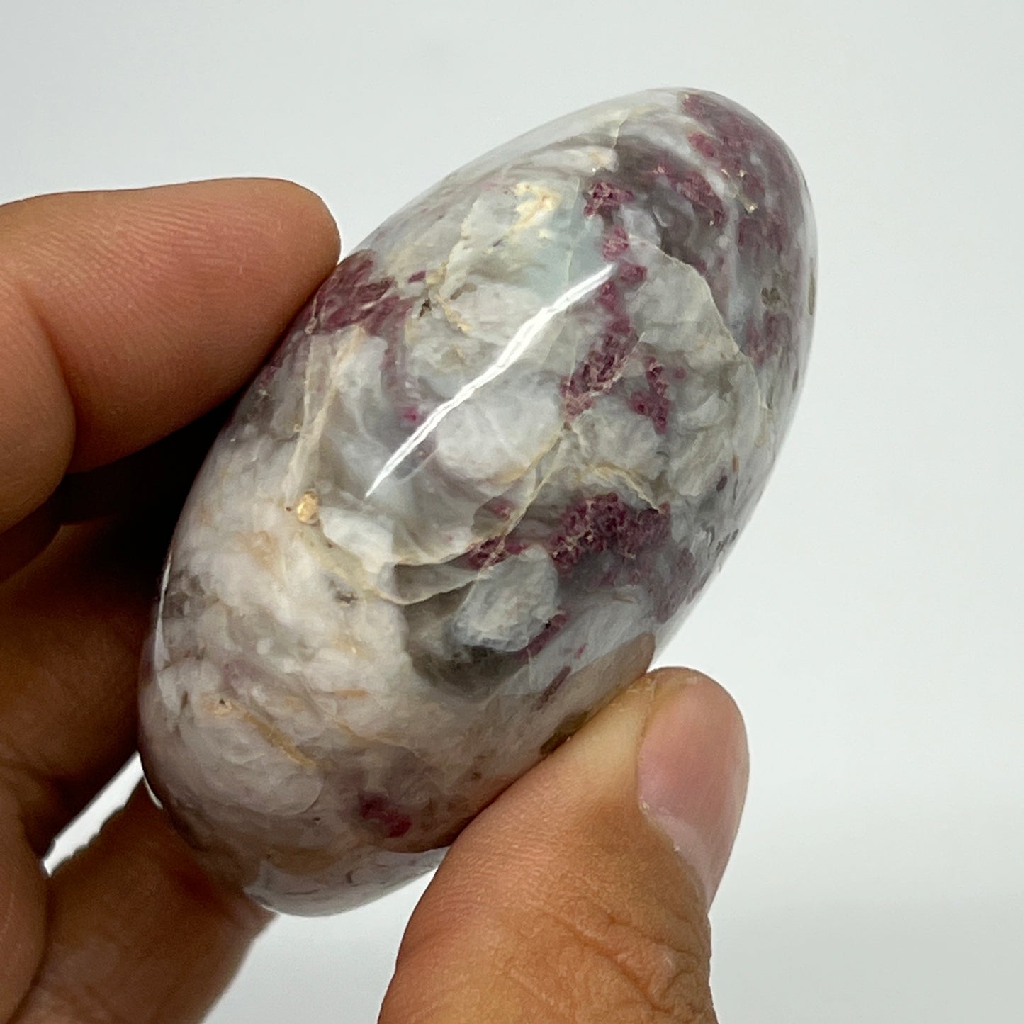 129.6g,2.3"x2.1"x1.2" Tourmaline Rubellite Palm-Stone Reiki @Madagascar,B20903