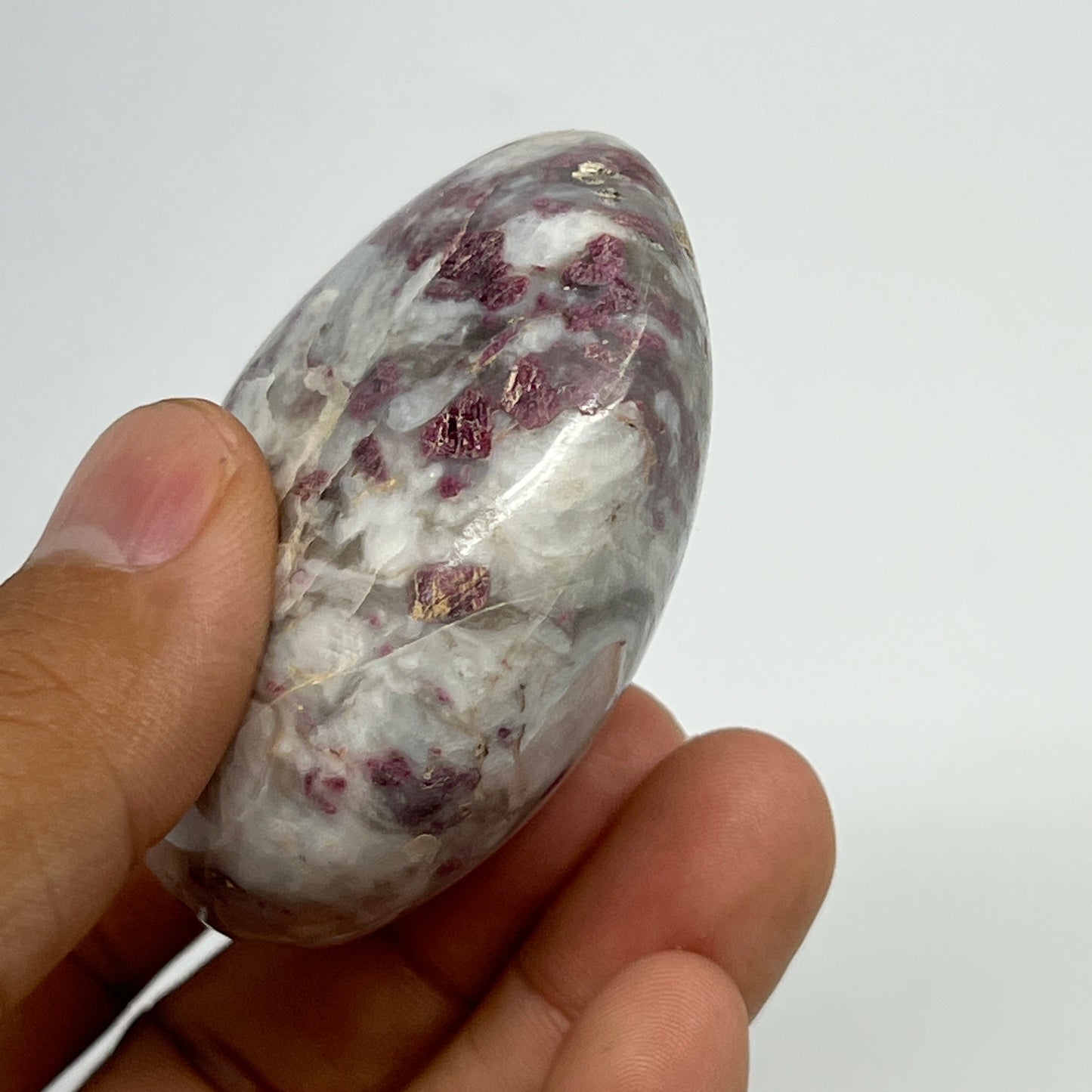 129.6g,2.3"x2.1"x1.2" Tourmaline Rubellite Palm-Stone Reiki @Madagascar,B20903