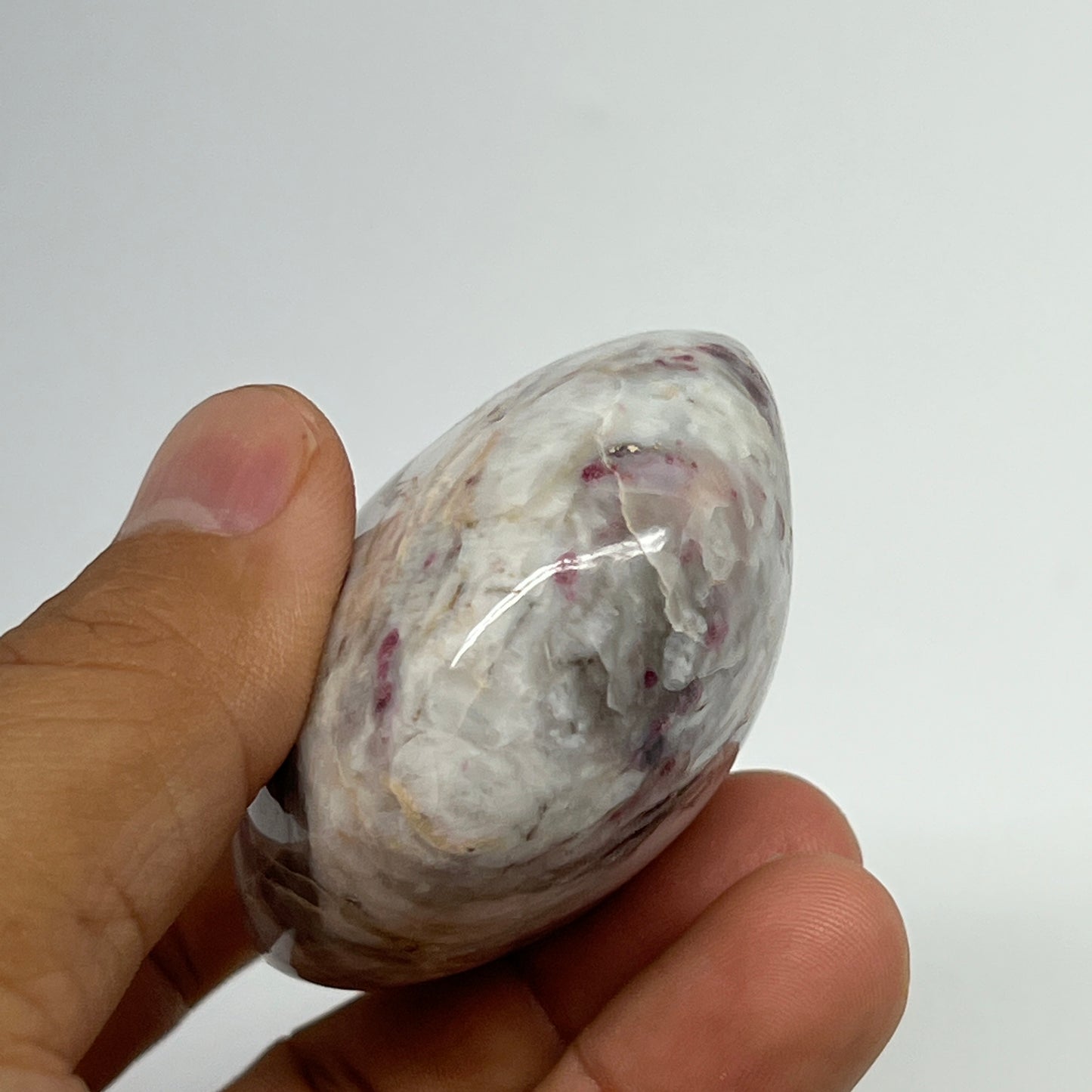 129.6g,2.3"x2.1"x1.2" Tourmaline Rubellite Palm-Stone Reiki @Madagascar,B20903