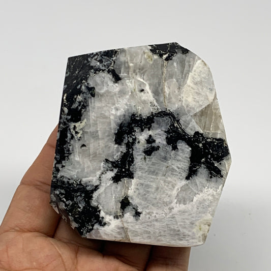 234.1g, 3"x2.6"x0.9", Rainbow Moonstone Freeform Crystal Polished @India, B21671